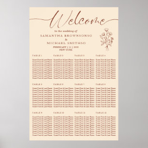 Elfenbein Terrakotta Botanische Blumige Willkommen Poster