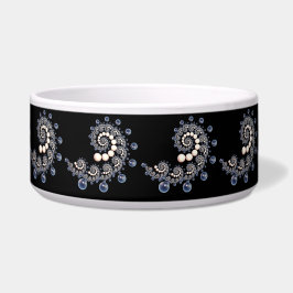 Elfenbein und Blaupearl Spiral Keramik Pet Bowl Napf