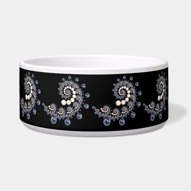 Elfenbein und Blaupearl Spiral Keramik Pet Bowl Napf (Vorderseite)