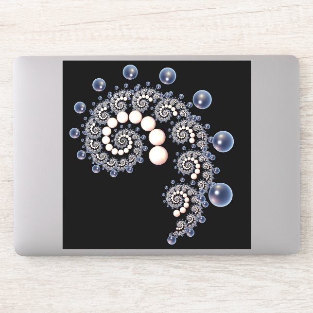Elfenbein und Blaupearl Spiral Vinyl Sticker (Computer)