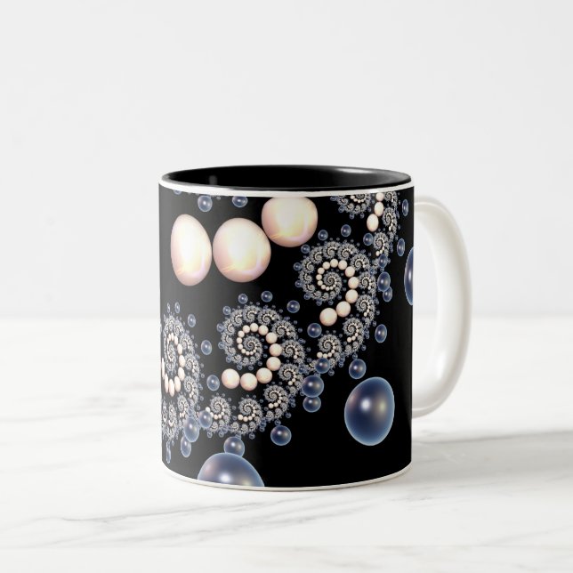 Elfenbein und Blaupearl Spiral Zwei Tone Tasse (VorderseiteRechts)