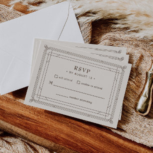 Elfenbein und Braun Zeitlos formelle Hochzeit RSVP Karte