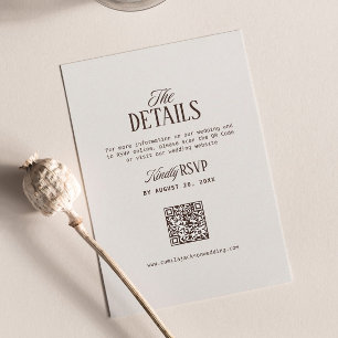 Elfenbein- und Braune Hochzeitsdetails RSVP Qr Cod Begleitkarte