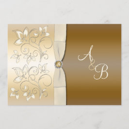Elfenbein-und Bronze-mit Monogramm mit Einladung
