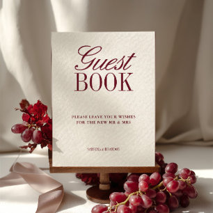 Elfenbein- und Burgunder-Gästebuch-Hochzeitstisch-