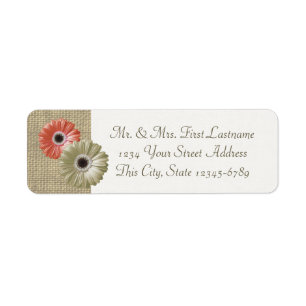 Elfenbein und Coral Gerbera Daisy und Burlap