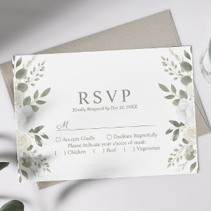 Elfenbein und Elfenbeinküste Elegante Blumenhochze RSVP Karte
