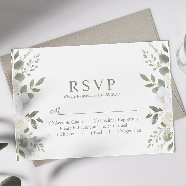 Elfenbein und Elfenbeinküste Elegante Blumenhochze RSVP Karte (Von Creator hochgeladen)