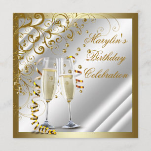 Elfenbein- und Gold-Geburtstag Einladung