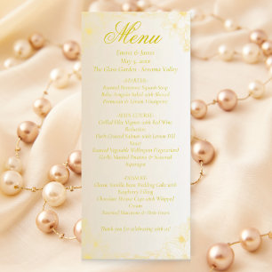Elfenbein- und Gold-Hochzeitsmenükarte in elegante Menükarte