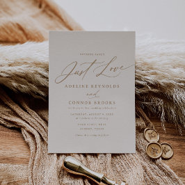 Elfenbein und Goldkalligrafie nur Liebe Hochzeit Einladung