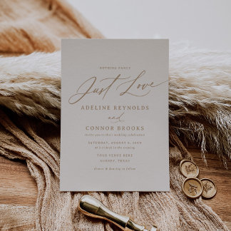 Elfenbein und Goldkalligrafie nur Liebe Hochzeit Einladung