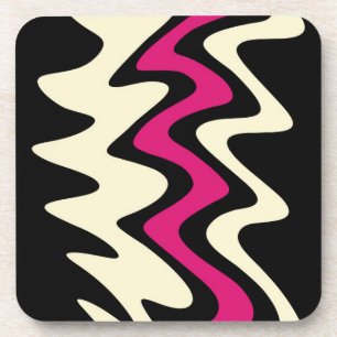 Elfenbein und Hot Pink Wavy Stripes Getränkeuntersetzer