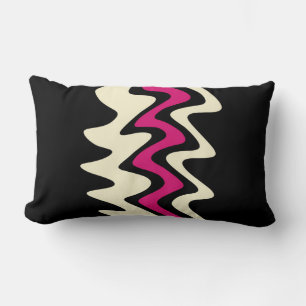 Elfenbein und Hot Pink Wavy Stripes Lendenkissen