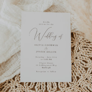 Elfenbein und Kakao-Script-Einladung zur Hochzeit Einladung