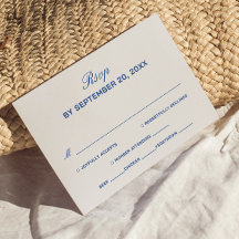 Elfenbein- und Navy-Blau Hochzeits-RSVP-Karte