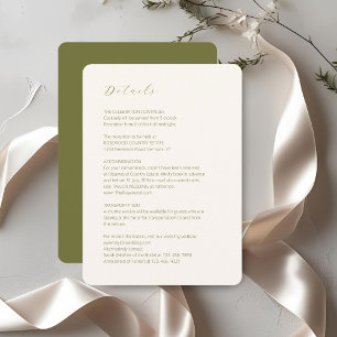 Elfenbein und Olivenöl Skriptminimale Hochzeitde Begleitkarte