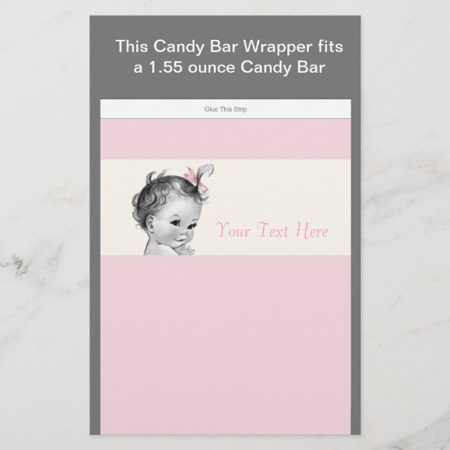 Elfenbein und Rosa Babydusche Bonbons Bar Wrapper Flyer (Vorne)
