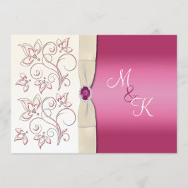 Elfenbein-und Rosa-mit Monogramm Einladung