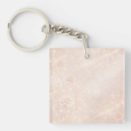 Elfenbein- und Roségold-Akzente Blumen AI-Kunst Schlüsselanhänger