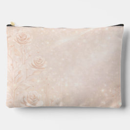 Elfenbein- und Roségold-Akzente Blumen AI-Kunst Zubehörtasche