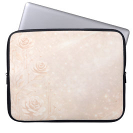 Elfenbein- und Roségold-Akzente Floralien AI-Kunst Laptopschutzhülle