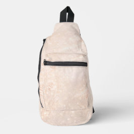 Elfenbein- und Roségold-Akzente Florals AI-Kunst Crossbody Bag