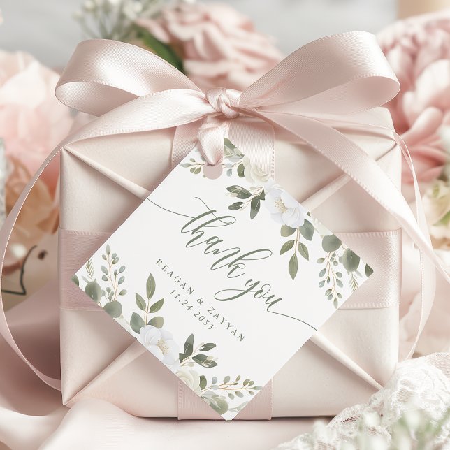 Elfenbein und Sage Chic Floral Wedding Vielen Dank Geschenkanhänger (Von Creator hochgeladen)