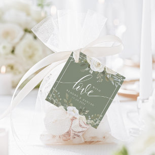 Elfenbein und Salbei Elegante Florale Hochzeit Geschenkanhänger