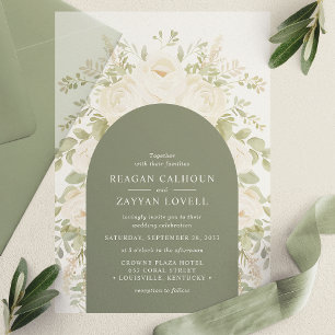 Elfenbein und Salbei Moderne Arch Elegante Florale