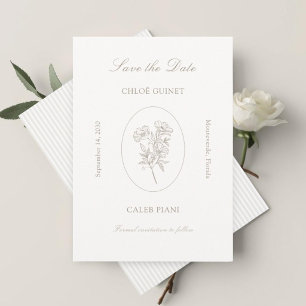 Elfenbein und Taupe   Botanische Streifen-Flatcard