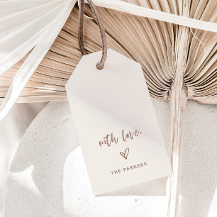 Elfenbein und Taupe Casual Script und Herz mit Lie Geschenkanhänger
