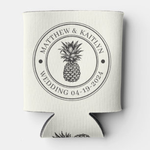 Elfenbein und Warm Black Ananas Hochzeitswappen &N Dosenkühler