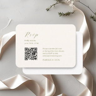 Elfenbein und Weiß   Chic Simple Scrpt QR Code Wed Begleitkarte