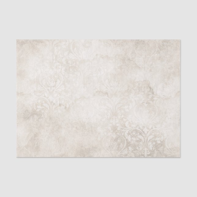 Elfenbein und weißer Vintager Damast Seidenpapier (Vorderseite)