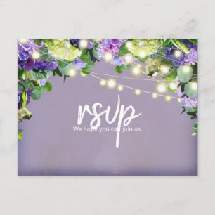 Elfenbein & violette Hortensien Violette RSVP Postkarte