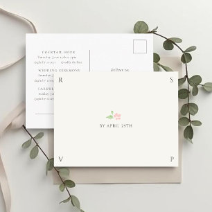 Elfenbein & Weiß   Chic Hochzeit RSVP Antwort  Postkarte