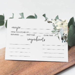 Elfenbein Weiße Rosen Florale Hochzeits-Rezeptkart Mitteilungskarte