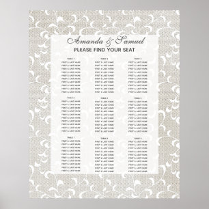 Elfenbein & Weißer Spitzen-Hochzeit Poster
