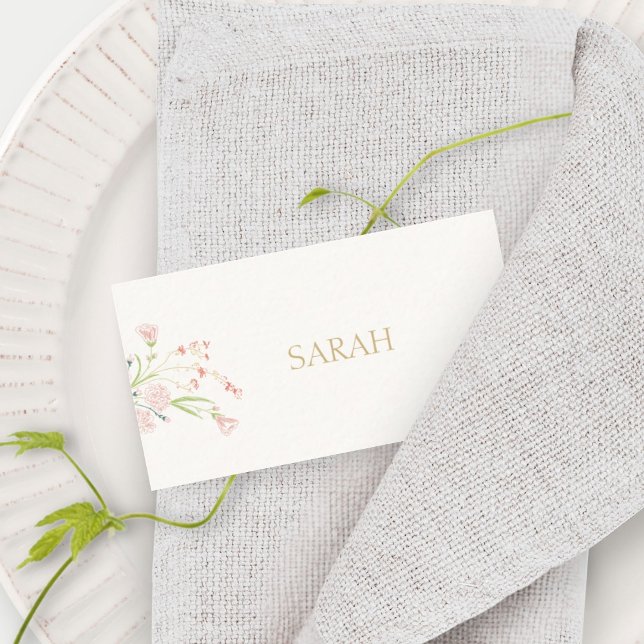 Elfenbein | Wildblume Wedding Escort Name Mitteilungskarte (Von Creator hochgeladen)