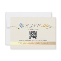 Elfenbein-Wildblumen-QR-Code-Hochzeit