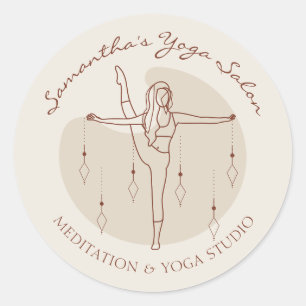 Elfenbein Yoga Pilates Spirituelles Fitnessstudio  Runder Aufkleber