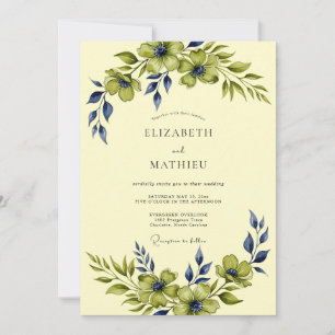 Elfenbein-Zauberhafte Botanische Hochzeit Einladung