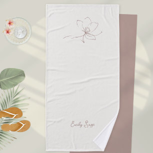 Elfenbein Zen Yoga Blumenlinie Staubrose Badehandtuch