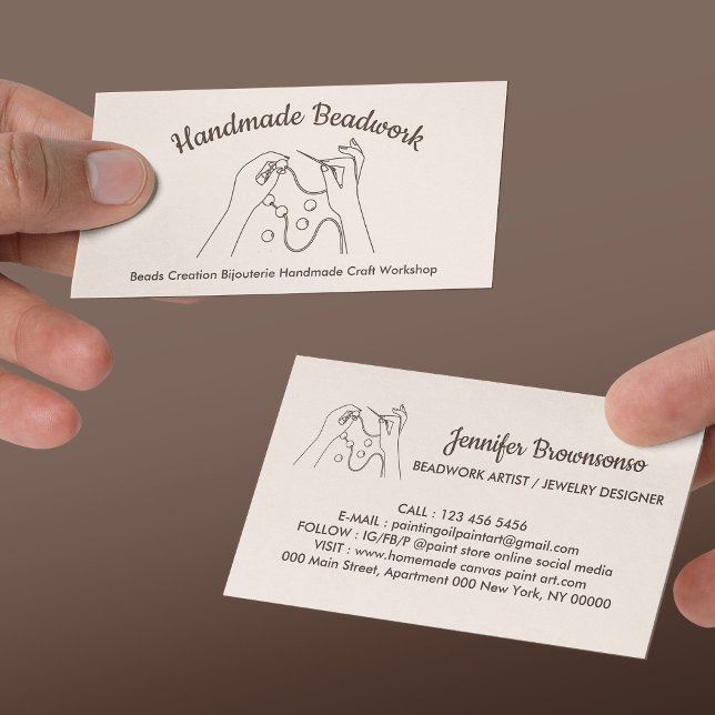 Elfenbeinbeige Blush Beads Kreation Bijouterie Visitenkarte (Ivory Beige Blush Beads Creation Bijouterie Business Card)