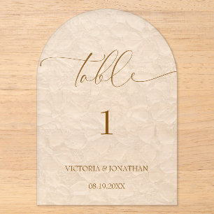 Elfenbeinbeige Elegante einfache Hochzeitstisch-Nu Acryleinladungen