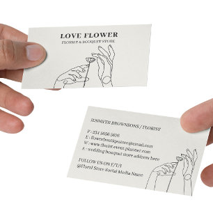 Elfenbeinbeige Florist Handgezeichnet Botanisch Visitenkarte