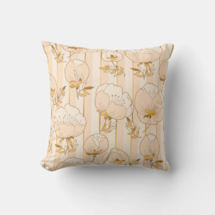 Elfenbeinbeige: Luxuriöses Blumenmuster. Kissen