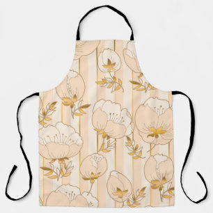 Elfenbeinbeige: Luxuriöses Blumenmuster. Schürze
