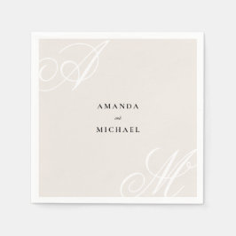 Elfenbeinbeige Moderne Kante Elegante Monogram Wed Serviette